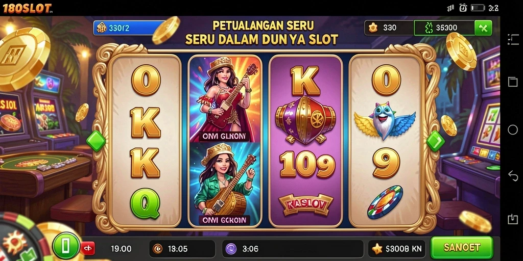 Screenshot gameplay 180SLOT menampilkan karakter petualangan yang berani.