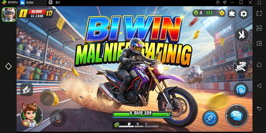 Screenshot gameplay BIWIN menampilkan aksi balapan yang mendebarkan.