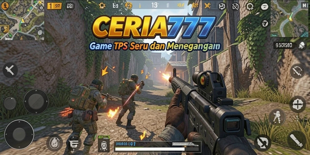 Tangkapan layar CERIA777 yang menunjukkan aksi gameplay TPS yang seru.
