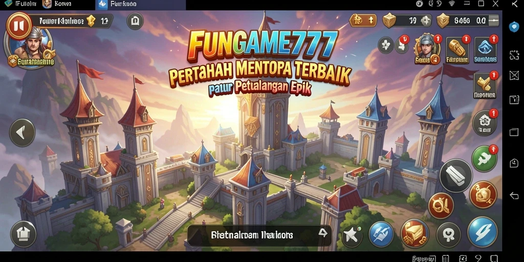 Tampilan gameplay seru dalam FUNGAME777 yang penuh taktik pertahanan menara.