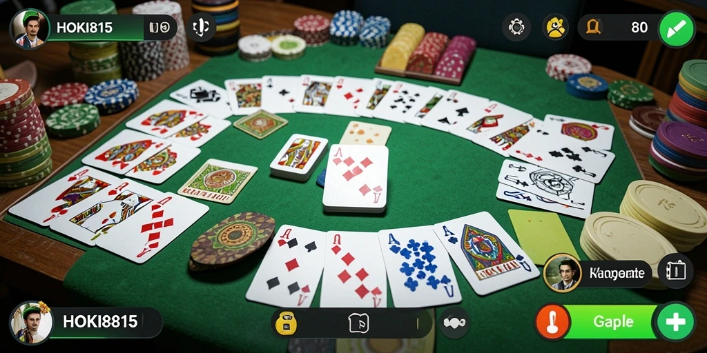 Tampilan gameplay HOKI8815 yang mengasyikkan dan menarik dalam permainan Gaple.