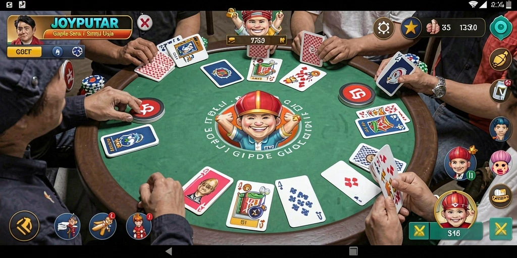 Screenshot utama JOYPUTAR menampilkan gameplay Gaple yang seru.