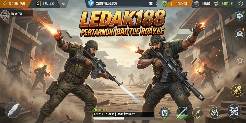 Tangkapan layar gameplay menampilkan aksi seru dalam pertandingan Battle Royale.