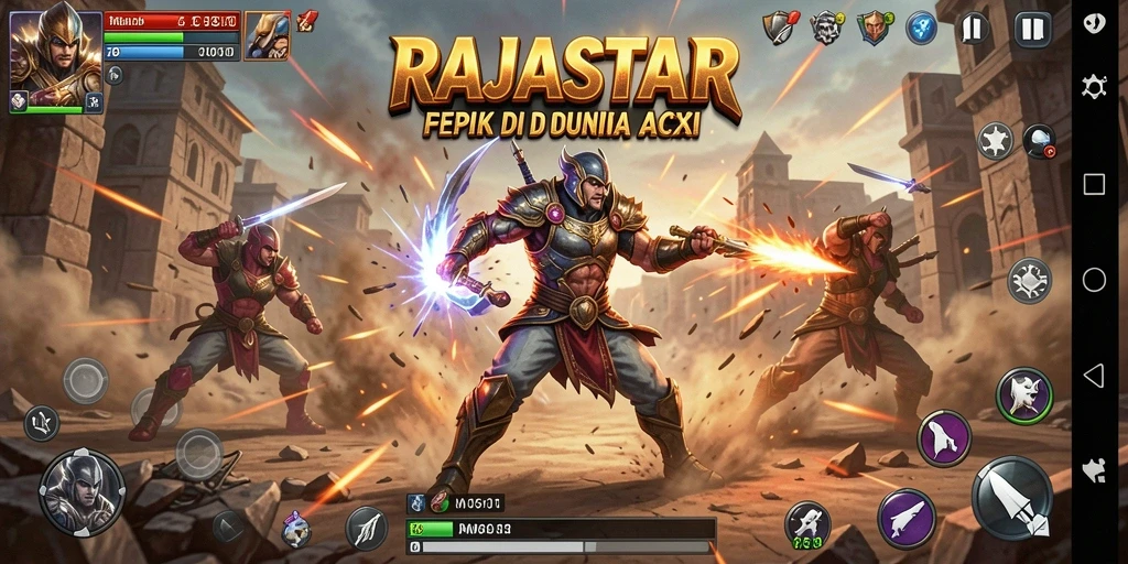 Gameplay seru RAJASTAR dengan pertarungan epik.