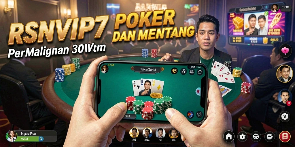Screenshot gameplay RSNVIP7 yang menunjukkan momen seru bermain poker.