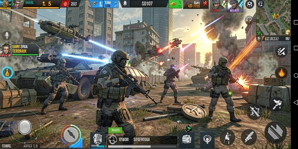 Tangkapan layar <strong>SD107</strong> menampilkan aksi strategi yang intens dan menegangkan.