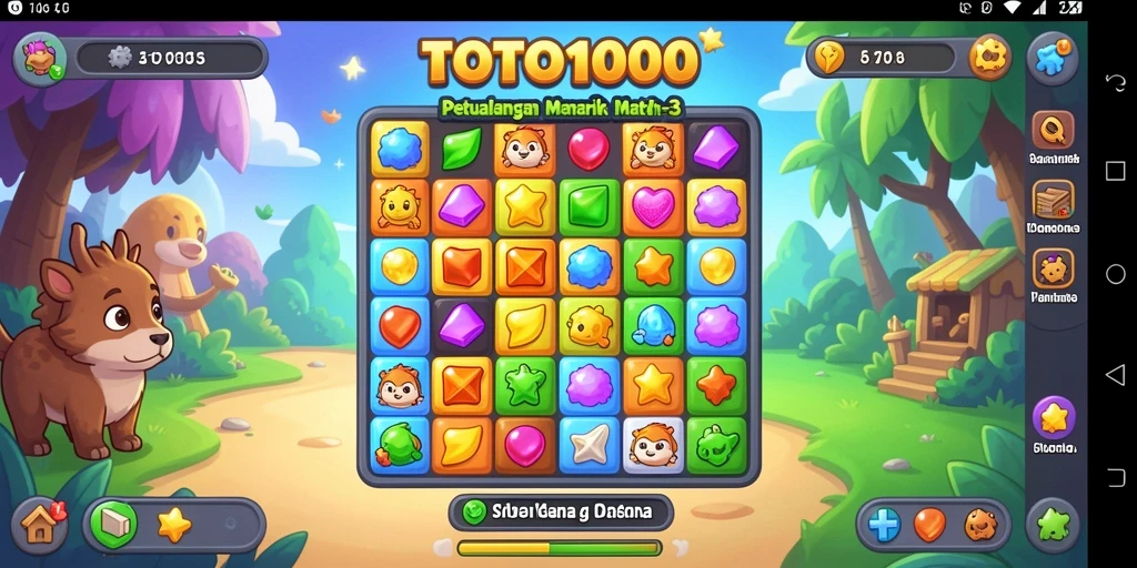 Tampilan gameplay yang seru dalam TOTO1000, penuh warna dan tantangan.
