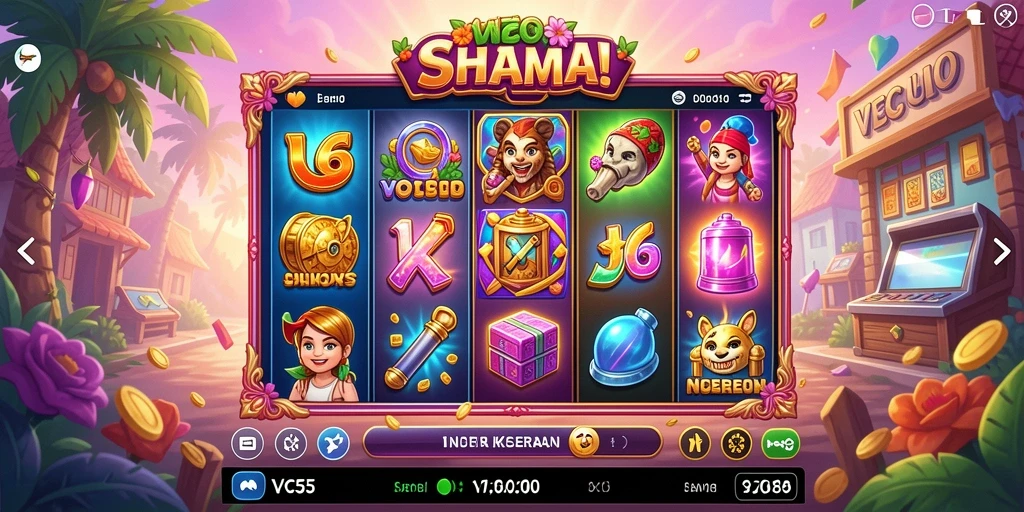 Screenshot gameplay VC55 yang menunjukkan keseruan putaran slot.