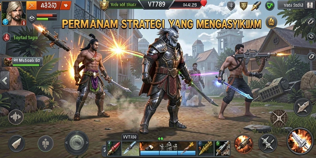 Tangkapan layar utama menampilkan aksi mendebarkan dalam permainan strategi.