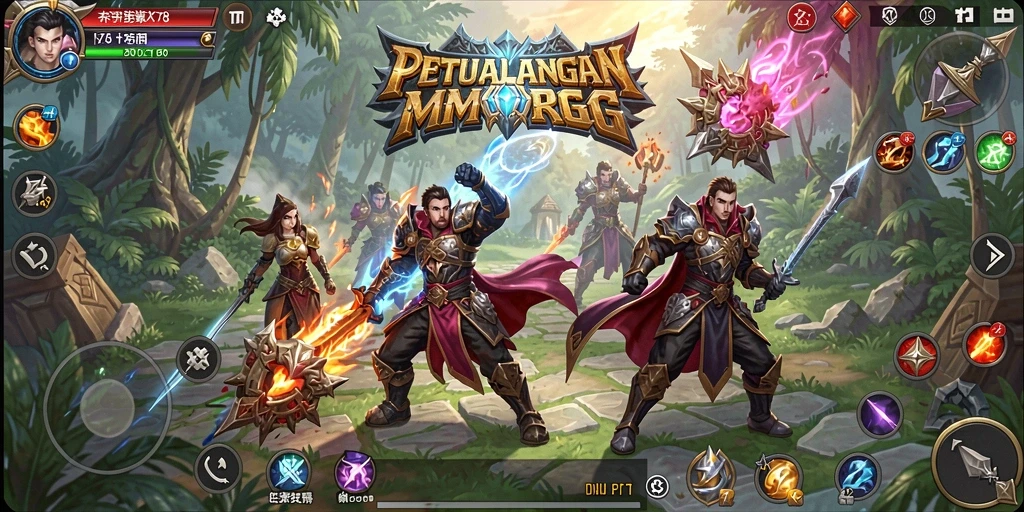 Tampilan gameplay X78 yang menarik dan interaktif dalam dunia MMORPG.